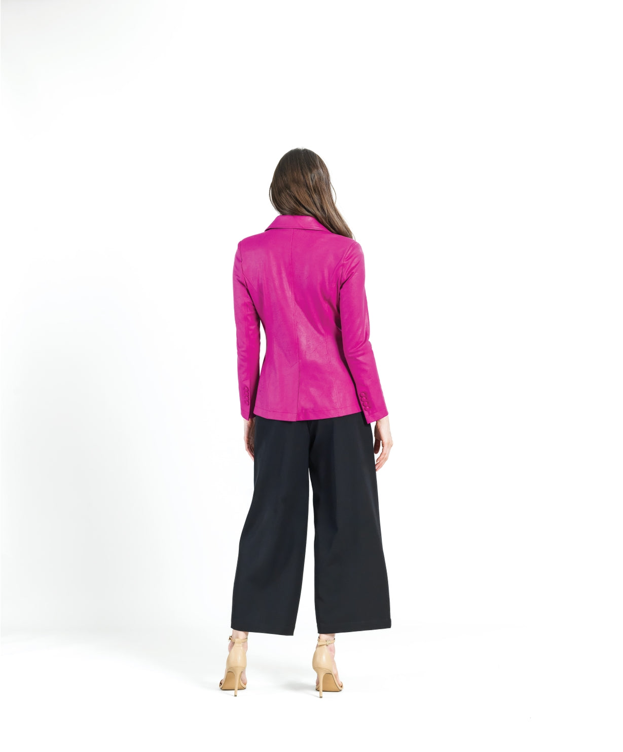 Liquid Leather Single Button Blazer