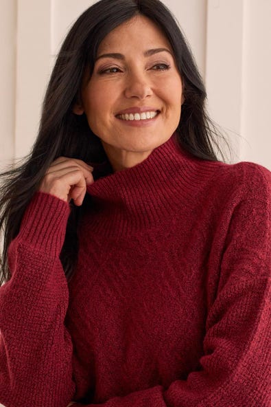 Textured Mock Neck Sweater