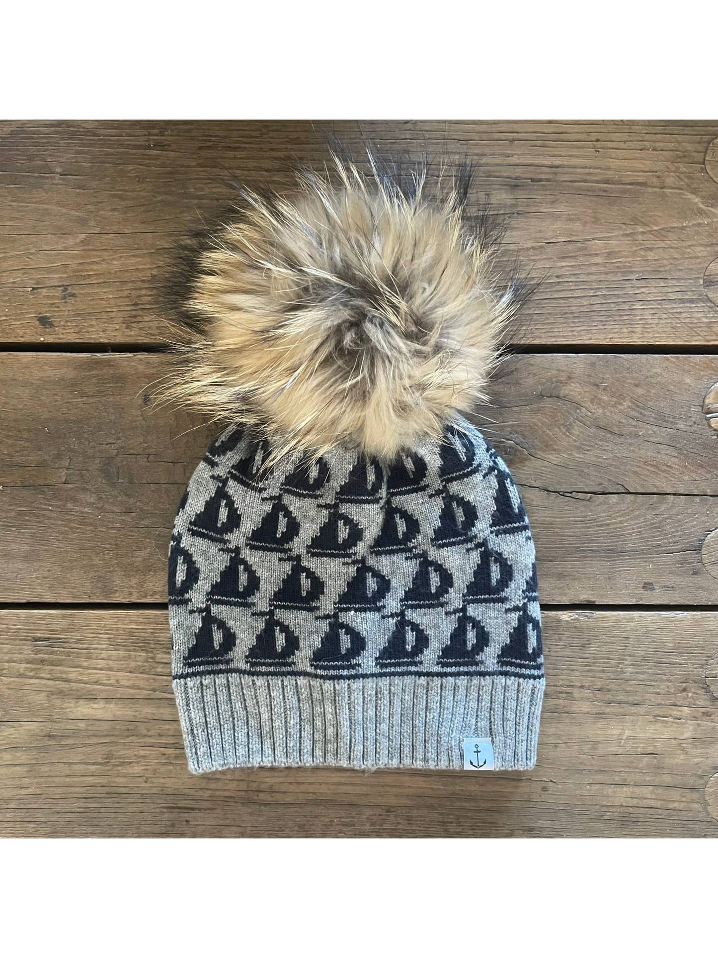 Nautical Beanie Natural Pom