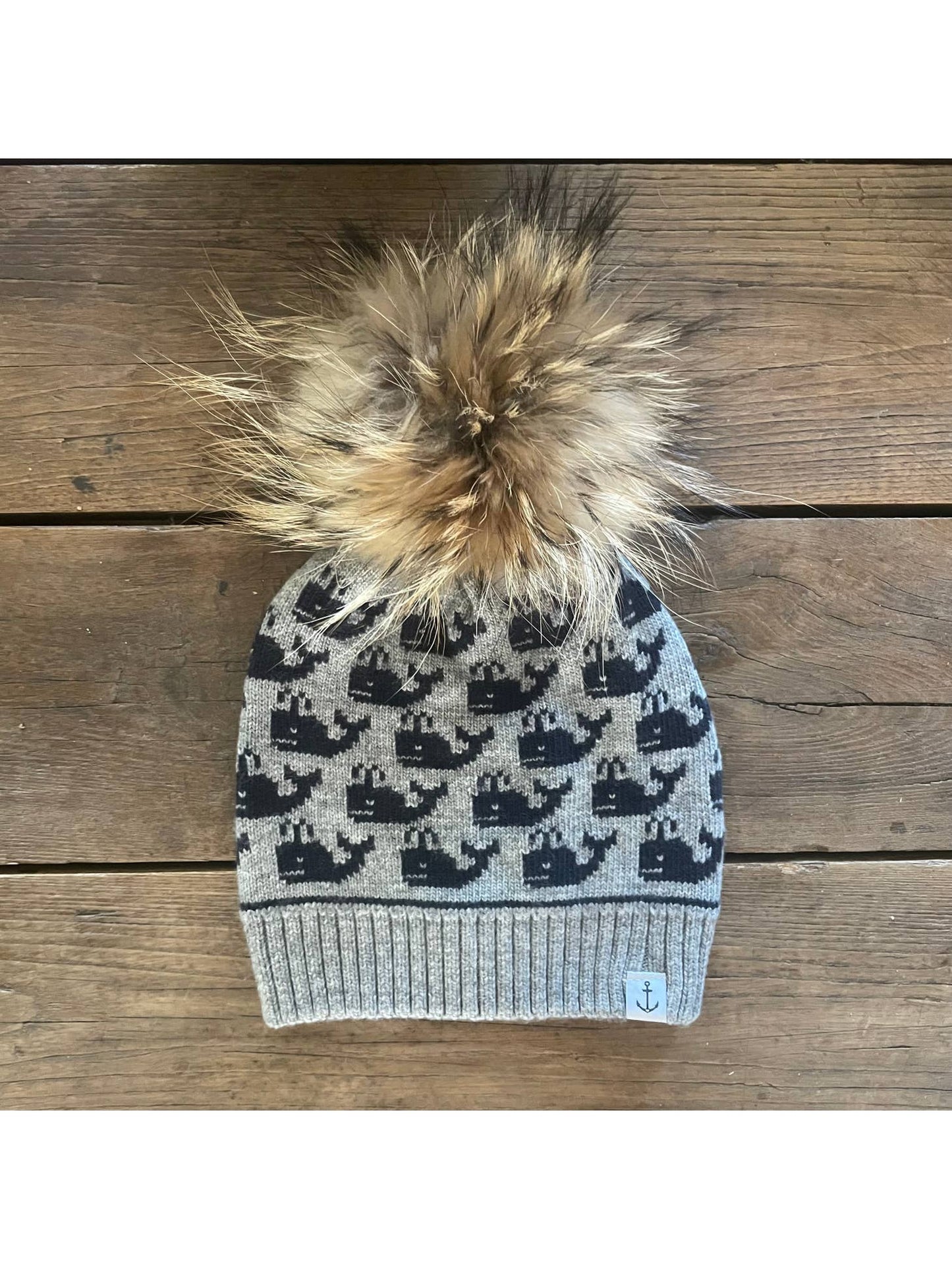 Nautical Beanie Natural Pom