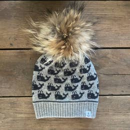 Nautical Beanie Natural Pom