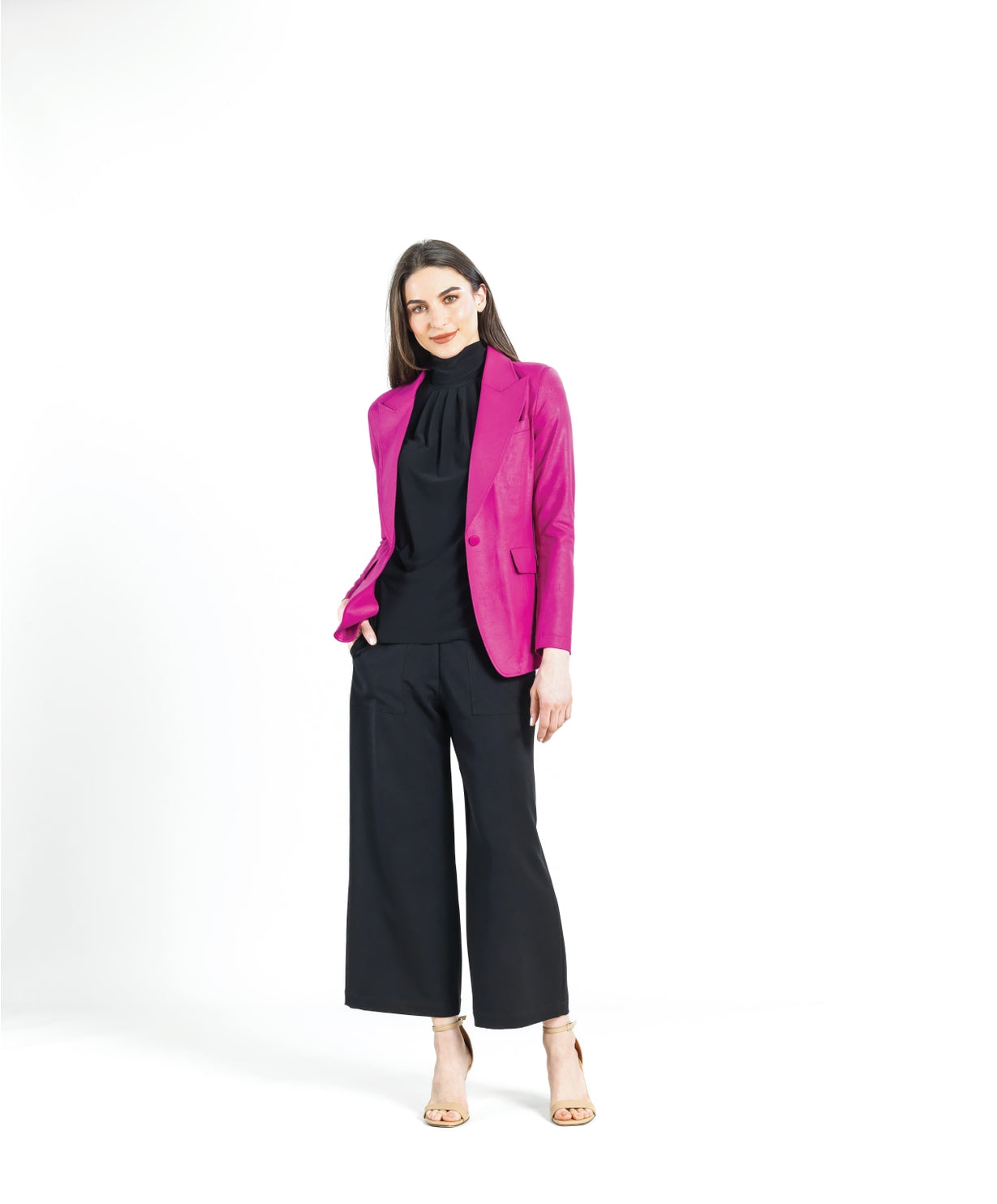 Liquid Leather Single Button Blazer