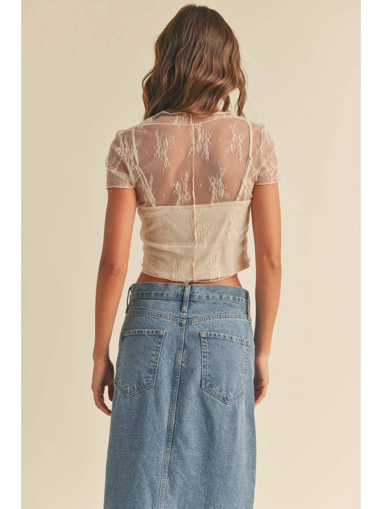 Lace Fabric Top W/ Tank