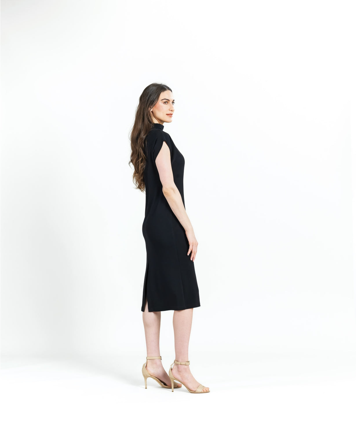 Ponte High-Neck Knit Dress