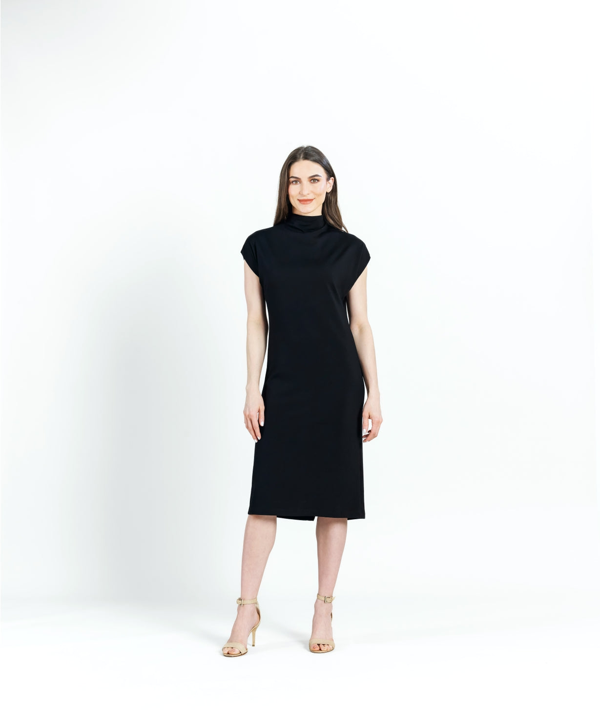 Ponte High-Neck Knit Dress