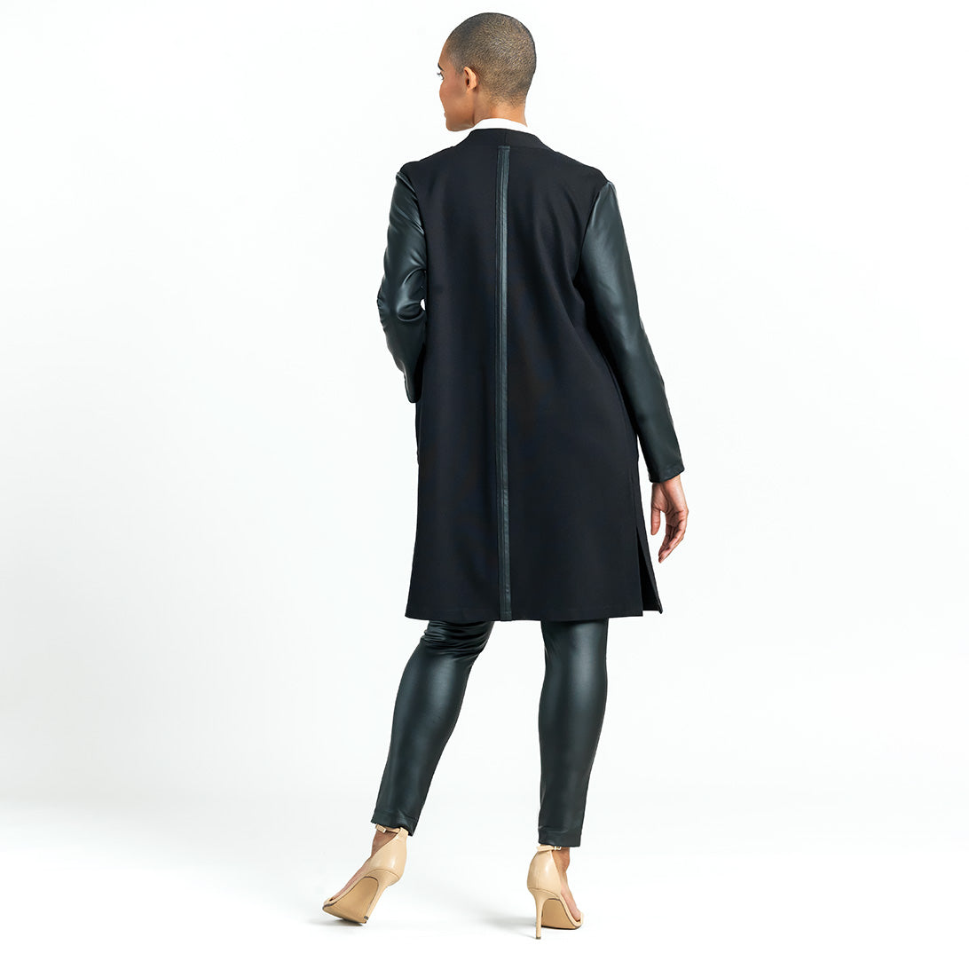 Point knit Liquid Leather Pocket Cardi