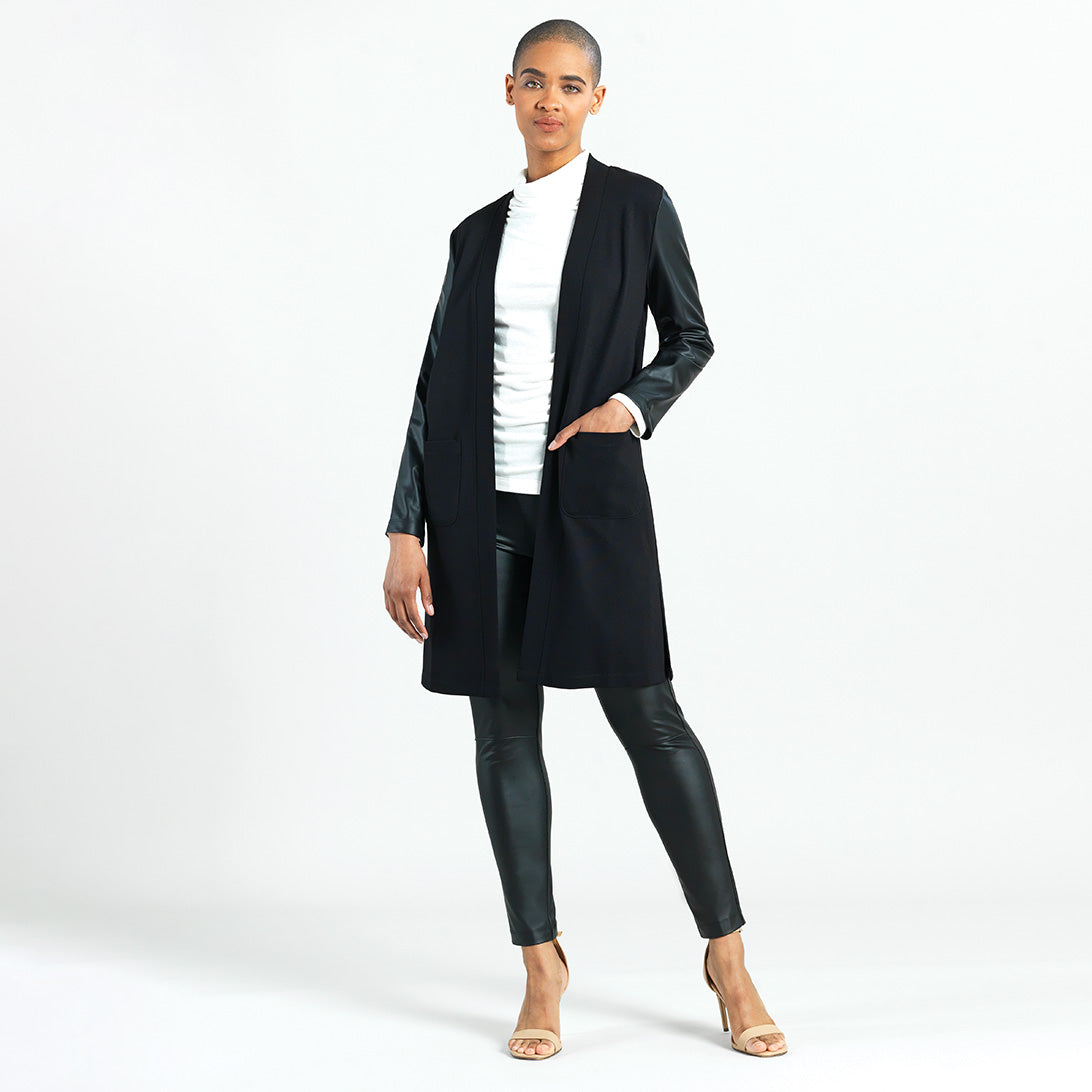 Point knit Liquid Leather Pocket Cardi