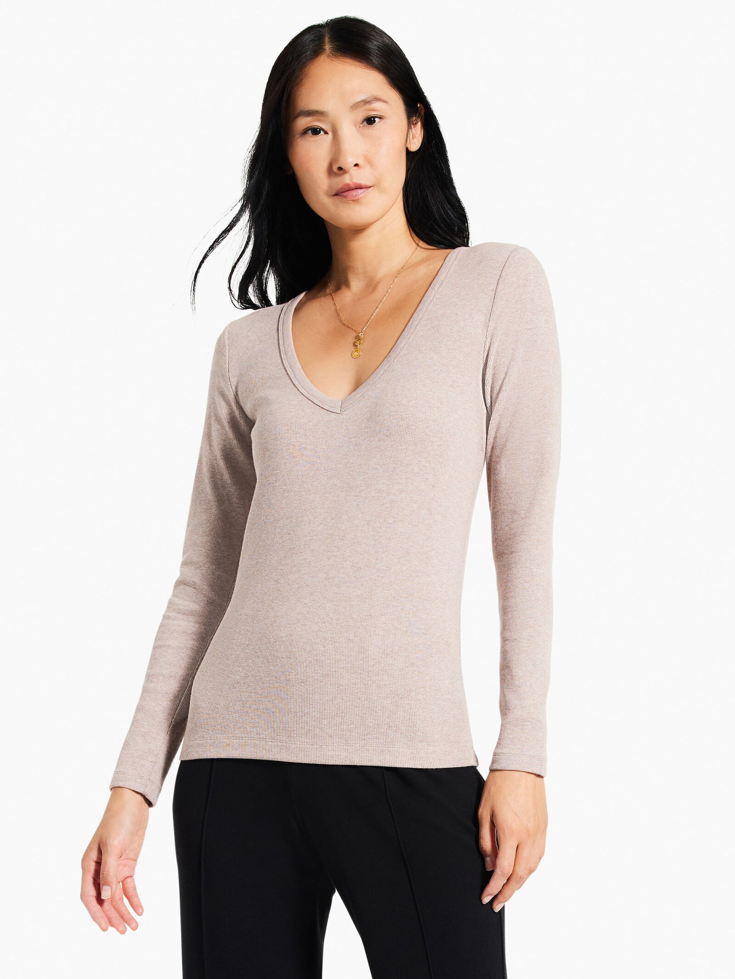 Perfect Knit Ribbed V-Neck