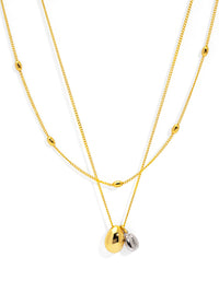 Two Tone Coffee Bean Layered Collar Necklace
