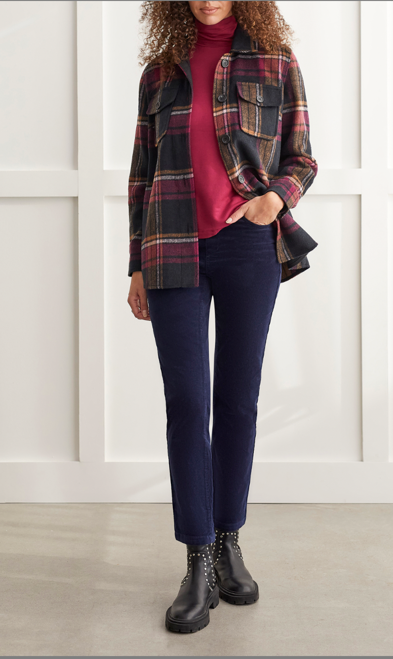 MID LENGTH PLAID SHACKET