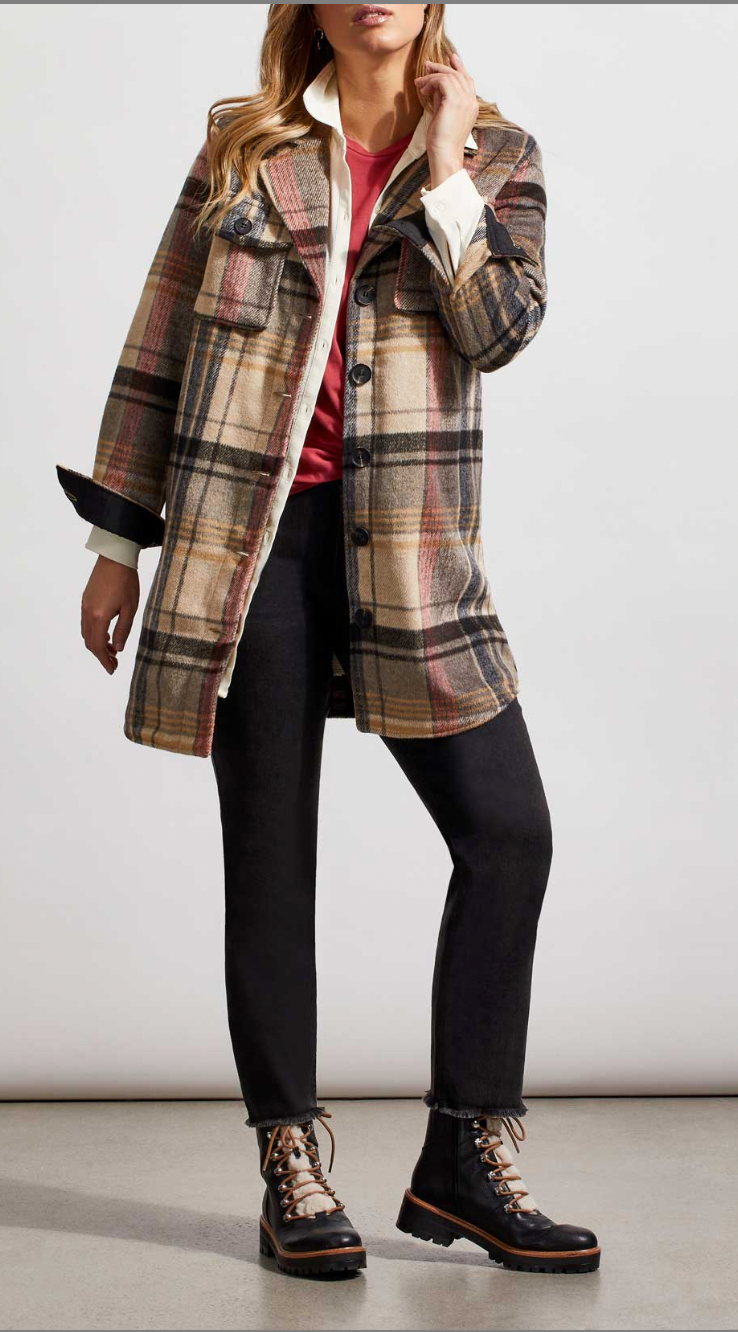 Long Plaid Shacket Coat
