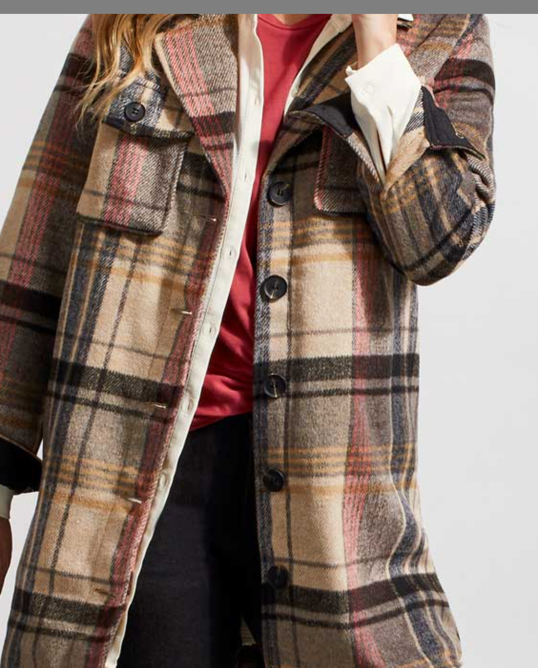 Long Plaid Shacket Coat