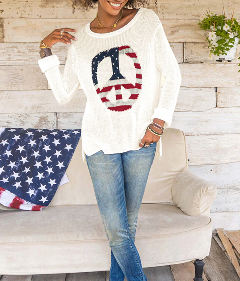 Peace Sign Flag Crew Sweater