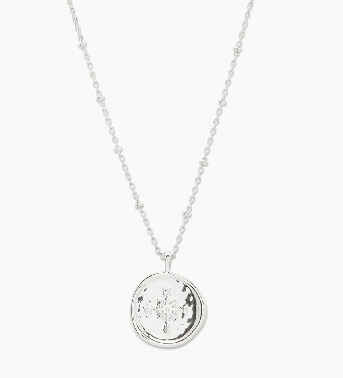Silver Compass Coin Necklace