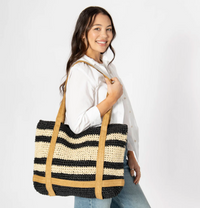Day Trip Woven Tote With Hat Holder Straps