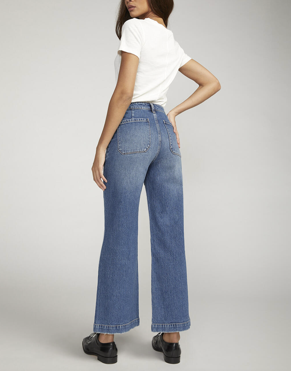 Vintage Patch Pocket Wide Leg Jeans