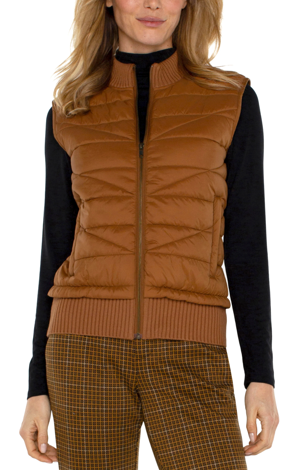 Quilted Full Zip Sweater Vest