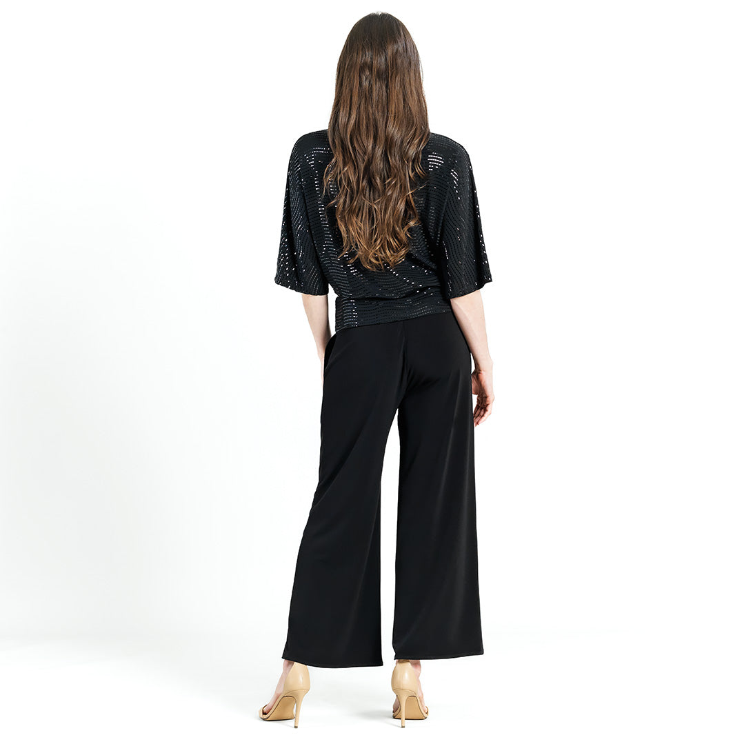 Black Shimmer Knit Side Tie Top