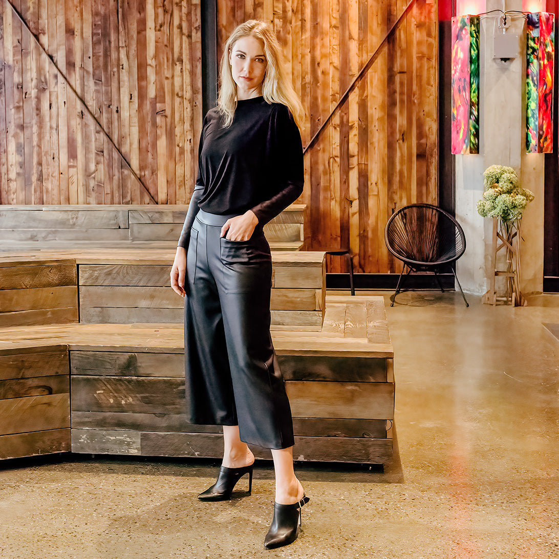 Liquid Leather Front Pocket Gaucho Pant