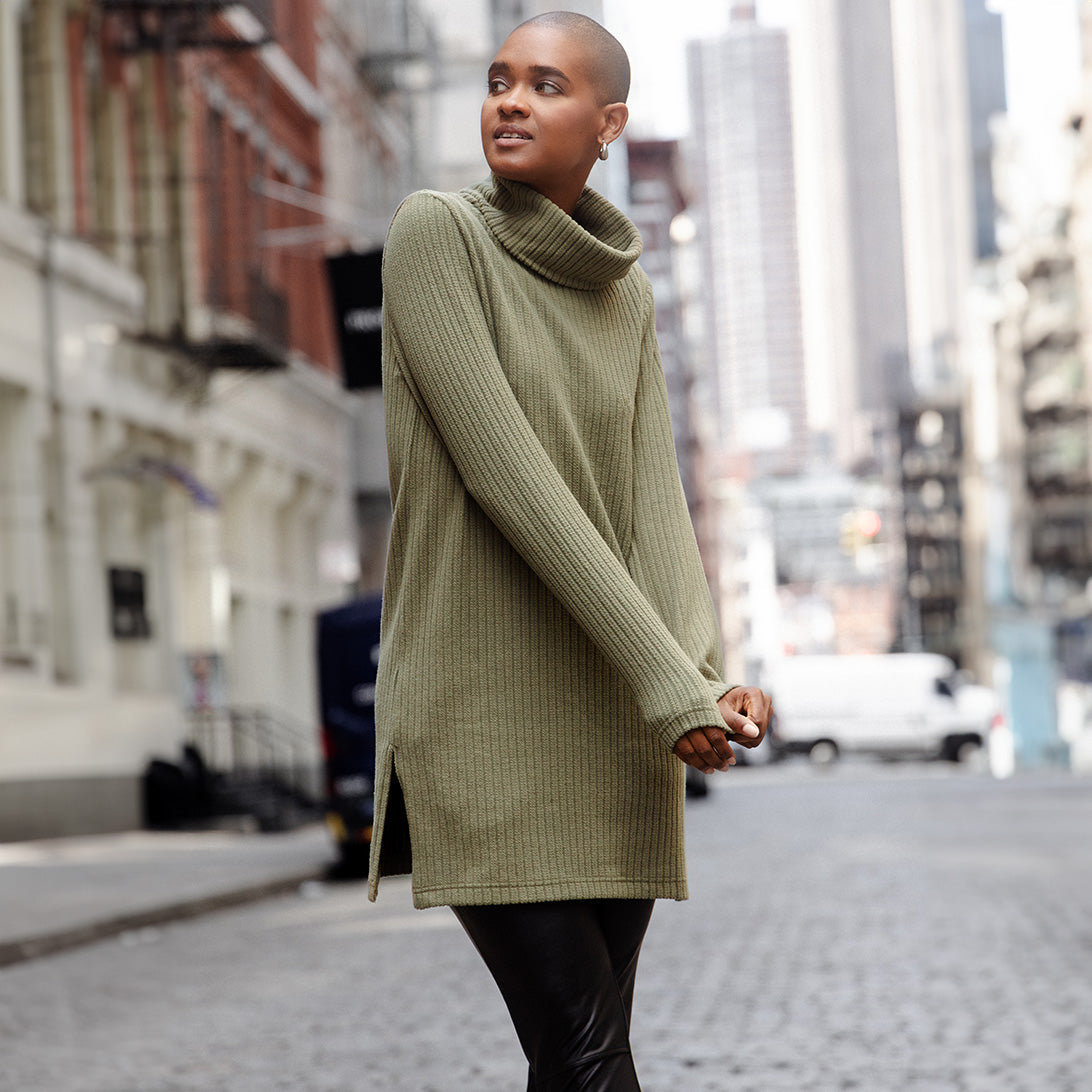 Cowl Turtleneck Sweater Tunic