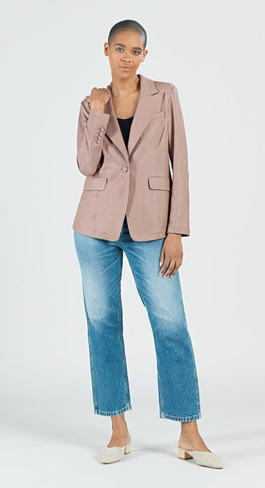 Liquid Leather Single Button Blazer