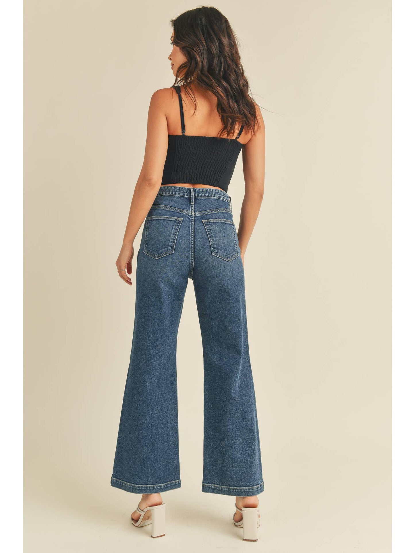 Patch Pocket Wide Leg Jeans