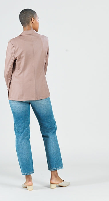 Liquid Leather Single Button Blazer