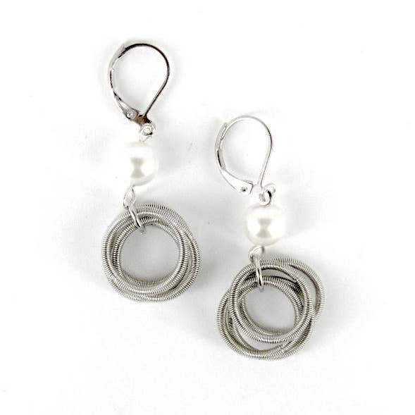 Silver Pw Loop with White Mop Earring