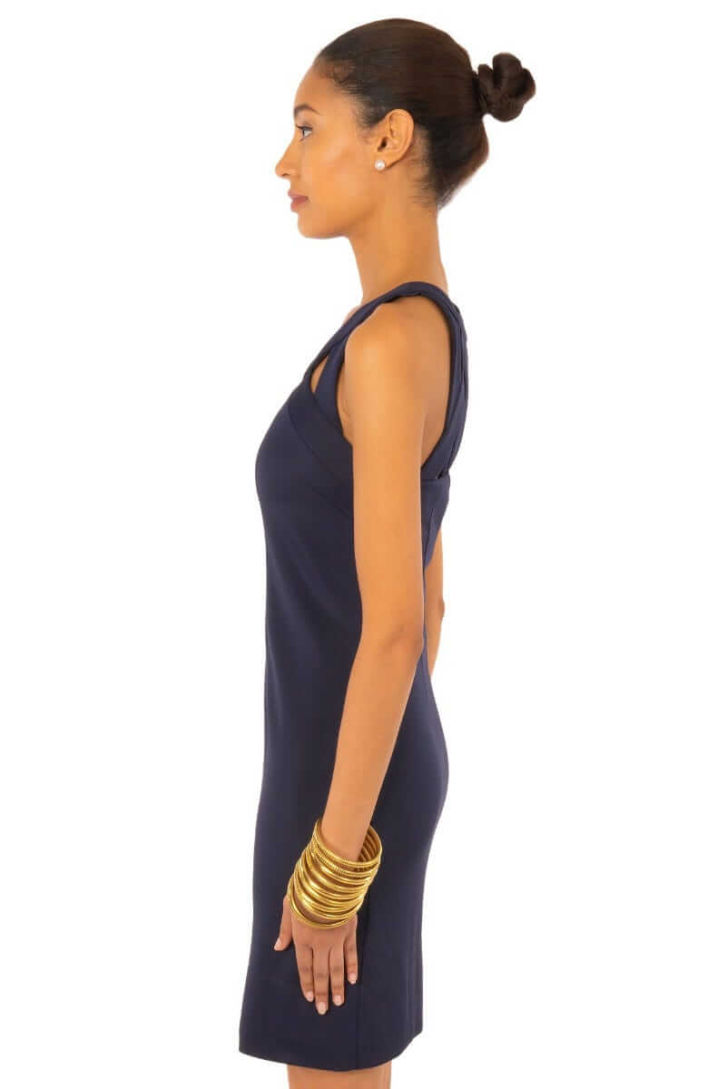 Jersey Isosceles Dress - Solid: Navy / M