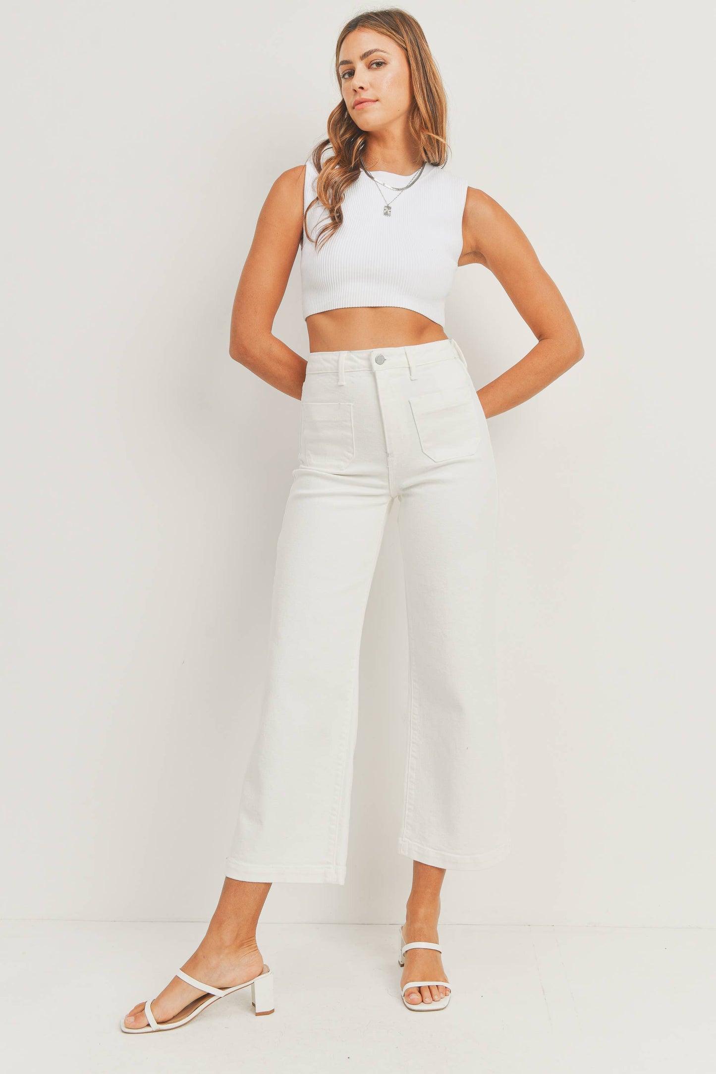 Patch Pocket Wide Leg Flare Pant