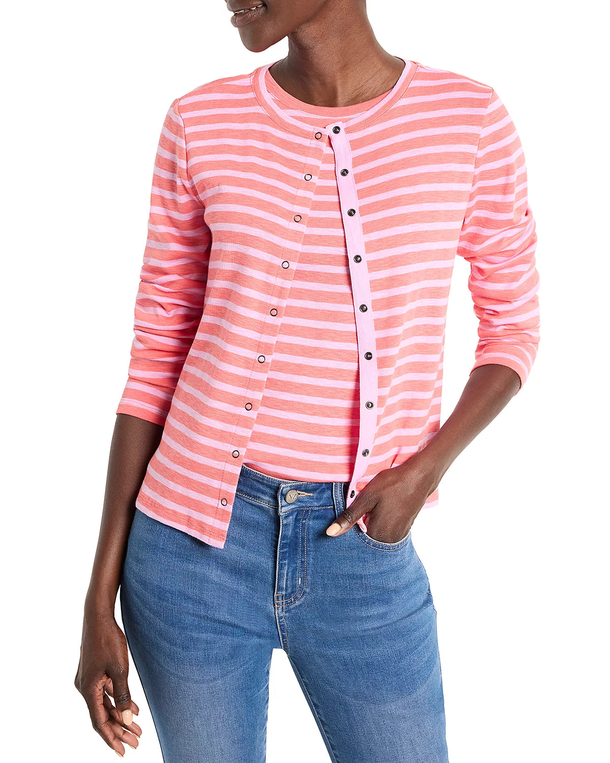 Striped Snap Front Cardigan