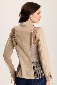 Contessa Linen/Crochet 1-Button Blazer