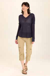 Mesh Bullock V-Neck Pullover