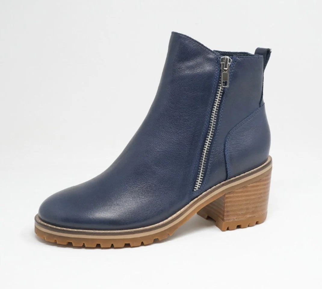 Birdi Navy Leather Boot