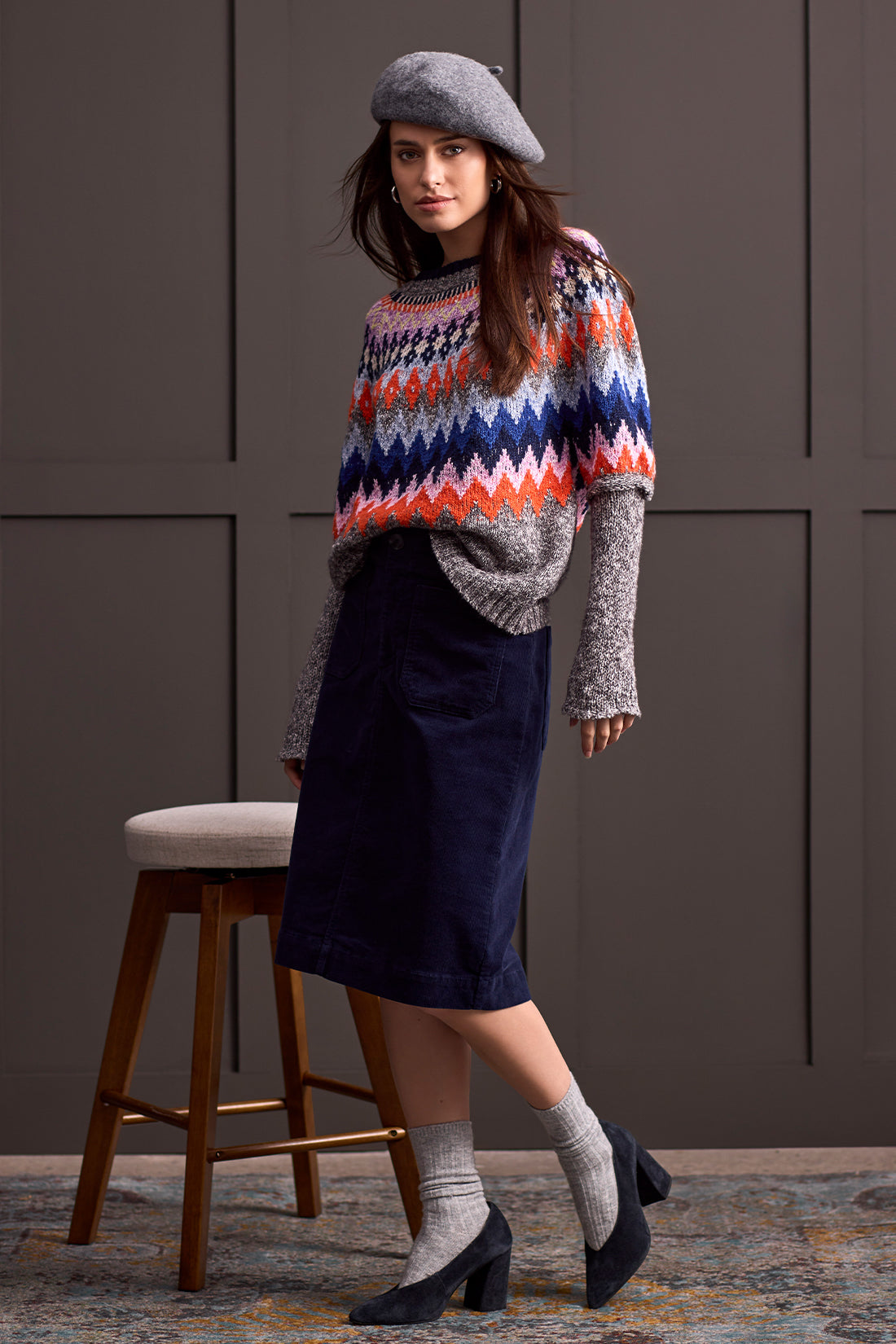 Ground Intarsia Ribbed Sweater