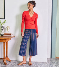 Stripe Cropped Wide Leg Pant