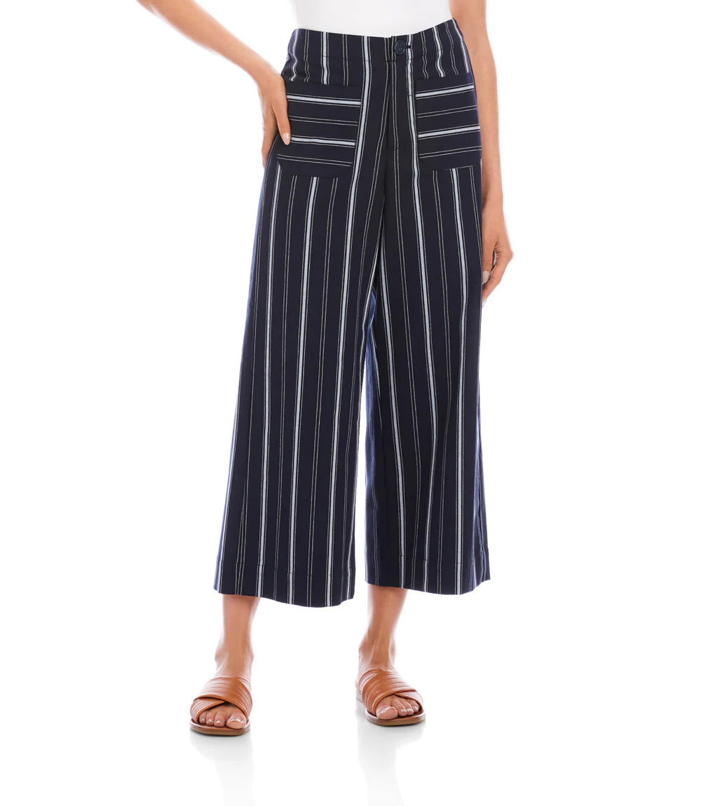 Striped Cropped Wide Leg Pants S26