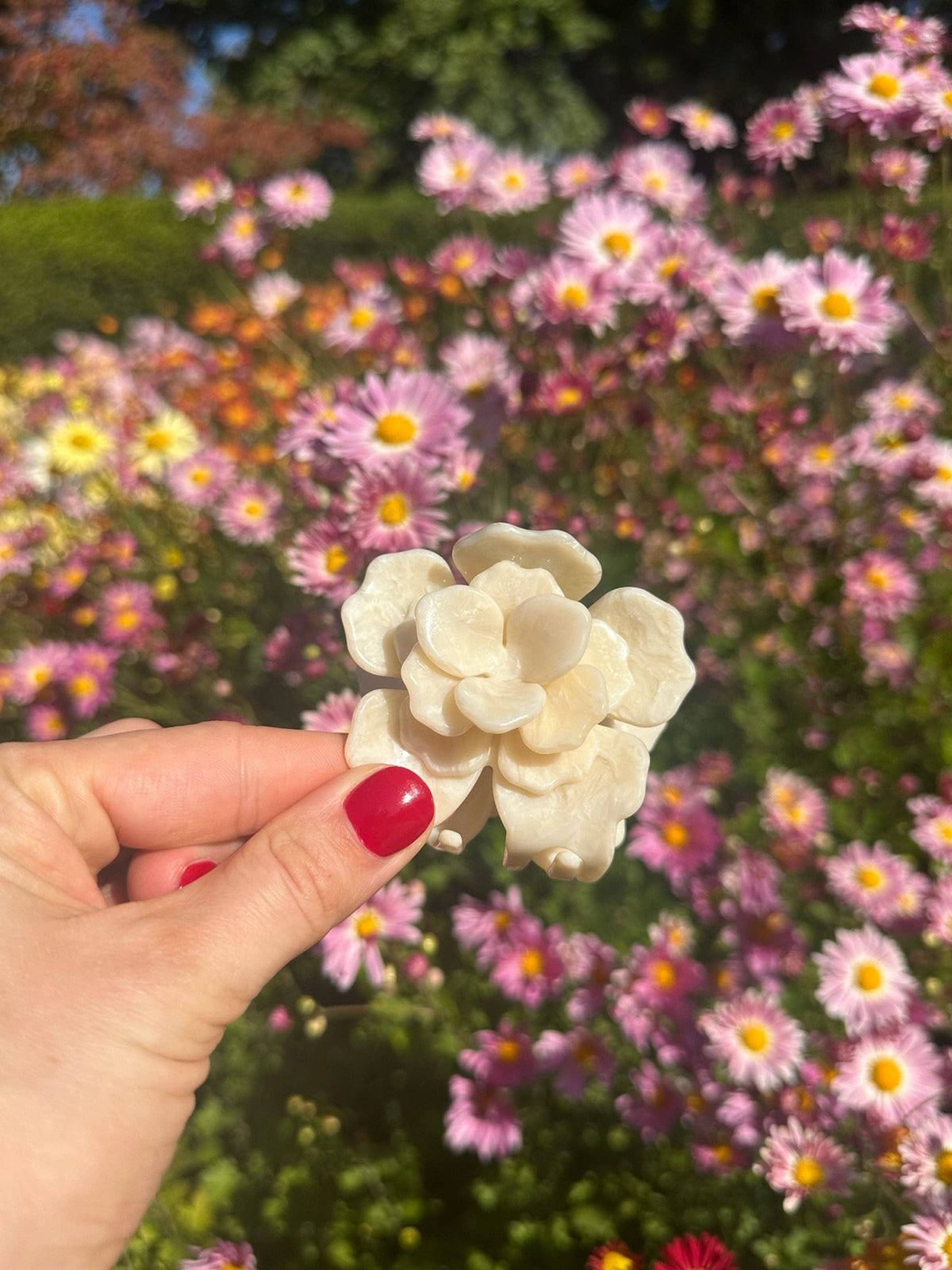 Handmade Origami Gardenia Flower Claw Hair Clip