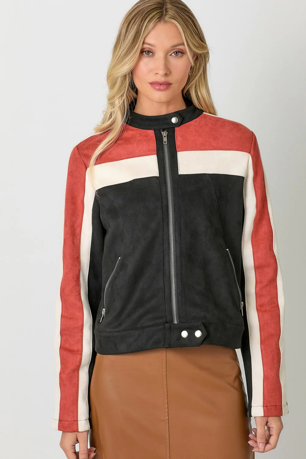 Color Block Moto Jacket