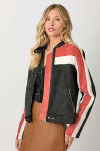 Color Block Moto Jacket