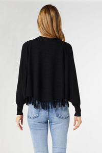 Carter Button Front Fringe Cardigan