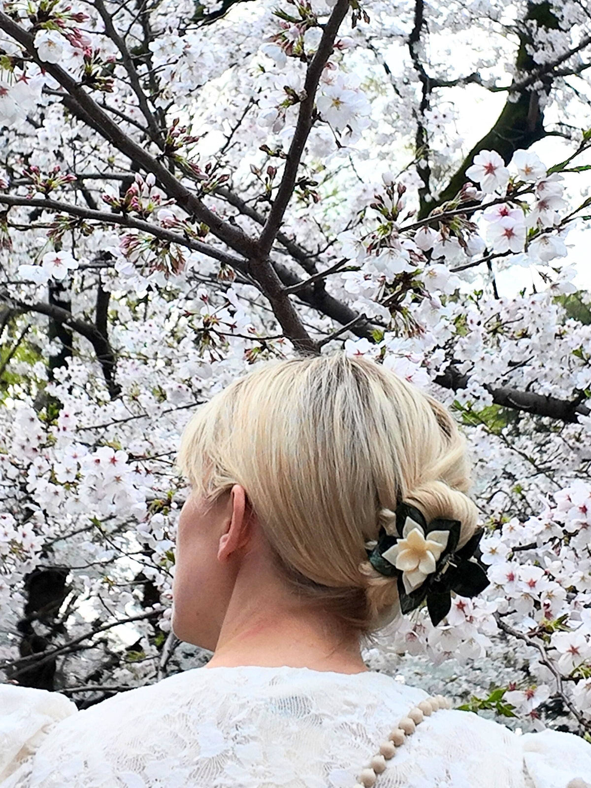 Hand-painted Origami Magnolia Flower Hair Clip