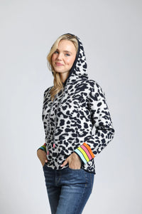 Animal Pattern Hoodie w/ Cuff Stripe