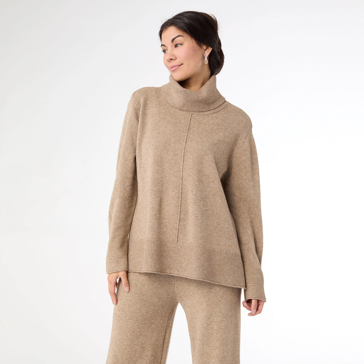 Heavenly-Luxe Cowl Neck with Rib Trim Detail