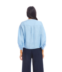 Blouson Linen Tie-Front Top