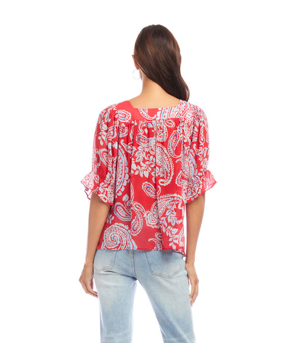 Ruffle Sleeve Square Neck Top