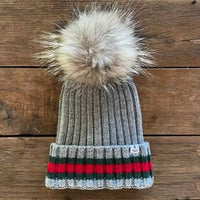 Buoy Stripe Hat Natural Pom