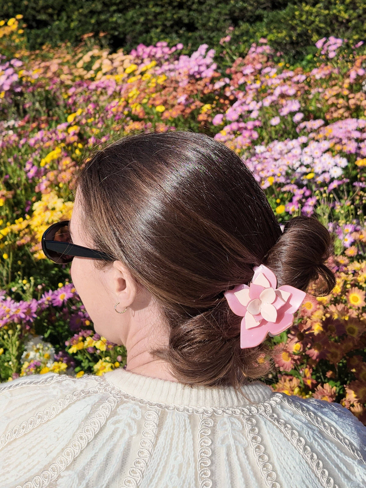 Hand-painted Origami Magnolia Flower Hair Clip