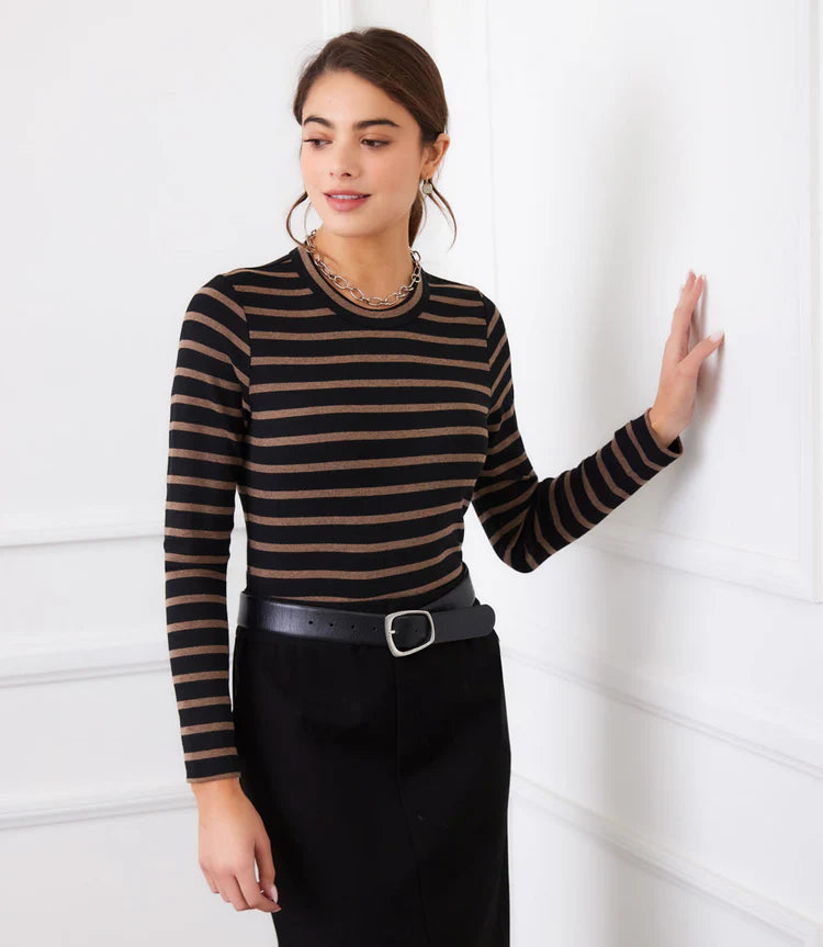Stripe Long Sleeve Crewneck Top