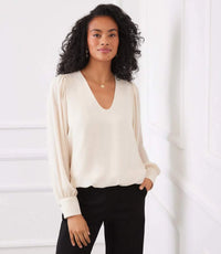 Puff Sleeve V-Neck Top